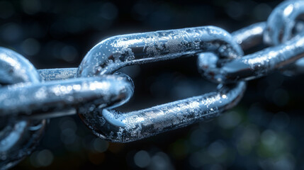 A blue chain with a blue link