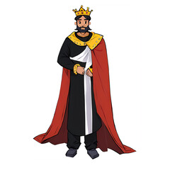 King Hand Drawn Cartoon Style Illustration