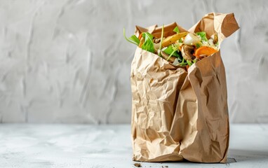 Paper Bag Full of Organic Waste for Composting - obrazy, fototapety, plakaty