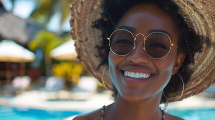 black woman on tropical beach