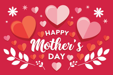 ''happy mothers day'' celebration white hearts card background design