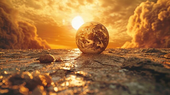 Craft a visually compelling scene depicting the global heat crisis