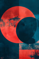 Abstract background with overlapping circle design and textured realistic finish