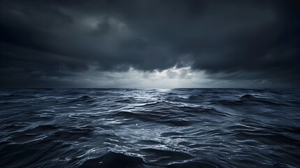 Obraz premium Thick Oil Sheen Mirroring Melancholic Sunset in Dark Seascape