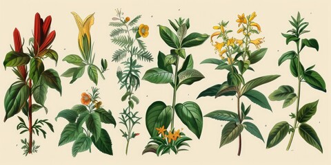 Vintage Plant: Illustration of Poisonous Plants in Classic Art Style