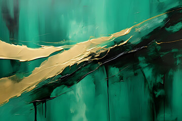 Emerald Elegance Elevation, abstract landscape art, painting background, wallpaper, generative ai