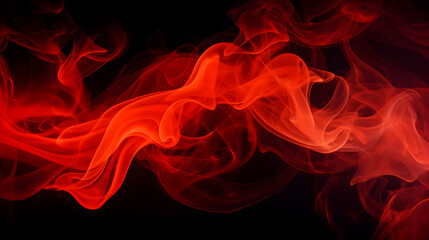 Red smoke drifting on a black background, 16:9 aspect ratio. - obrazy, fototapety, plakaty