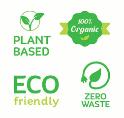 Set of sustainability, environmental, recycling icons. Green, ecological, renewable energy, zero waste, eco friendly. Organic, vegan, plant-based. Vector, symbol, icon, design
