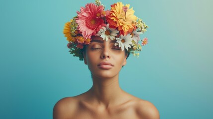 Serene beauty with floral crown