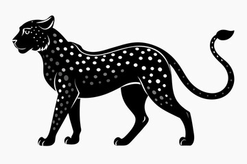 black cheetah silhouette vector illustration on white background