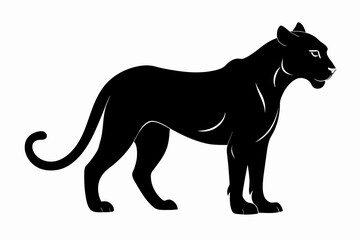 black cheetah silhouette vector illustration on white background