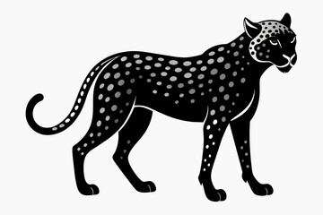 black cheetah silhouette vector illustration on white background