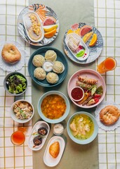 Uzbek Traditional Dishes On A Table In A Restaurant