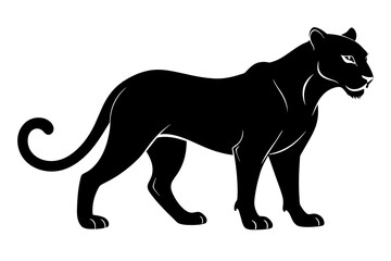 black cheetah silhouette vector illustration on white background