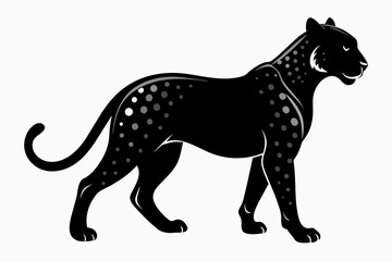 black cheetah silhouette vector illustration on white background