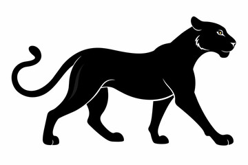 black cheetah silhouette vector illustration on white background