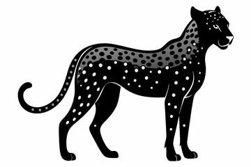 black cheetah silhouette vector illustration on white background