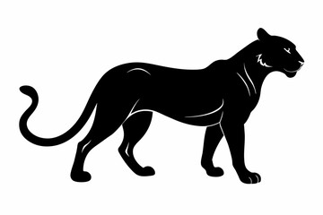 black cheetah silhouette vector illustration on white background