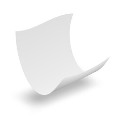 Clear White Paper Sheet Flying Isolated On White