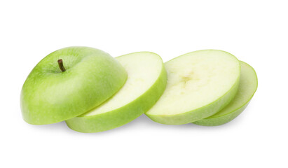 Sliced ripe green apple isolated on white