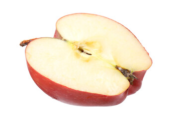 Half of ripe red apple on white background