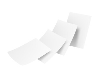 Four White Paper Business Card Isolated On White