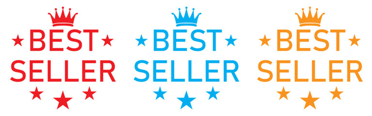 Set of best seller emblem design. Award badges for best seller. Vector illustration