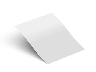 Clear White Paper Sheet Flying Isolated On White