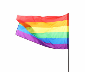 Bright rainbow LGBT flag isolated on white