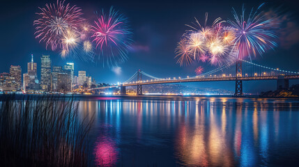 Fireworks over a big city