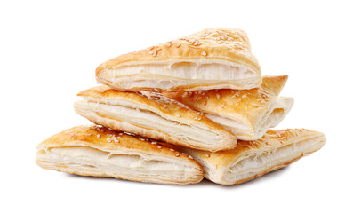 Delicious fresh puff pastries isolated on white
