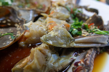 Obraz na płótnie Canvas View of Korean soy sauce marinated crab
