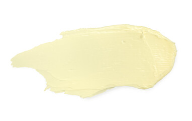 Tasty butter on white background, top view