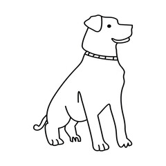 continuous one single  line art drawing of happy pet lover with dog.
