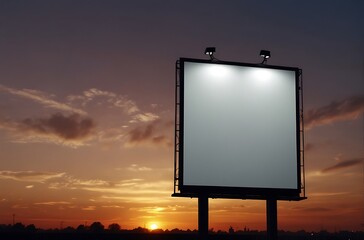 mockup, 3d illustration.Blank billboard at sunset. 3d render. Business concept.