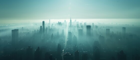 Urban skylines shrouded in smog serve as a stark reminder of the human footprint on the backdrop of the environment.