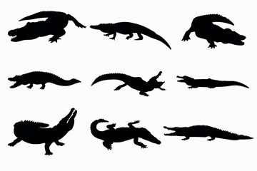 crocodile Black vector silhouettes