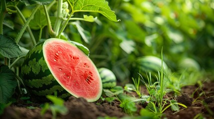 open watermelon in the field
