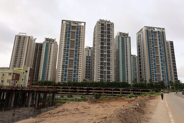 Fototapeta na wymiar Real estate growth in Hyderabad of Telangana in India. Photo: September 24, 2023