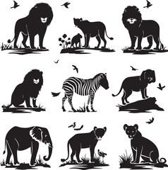 set of animals silhouettes