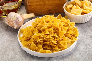 Raw dry Italian pasta - farfalle