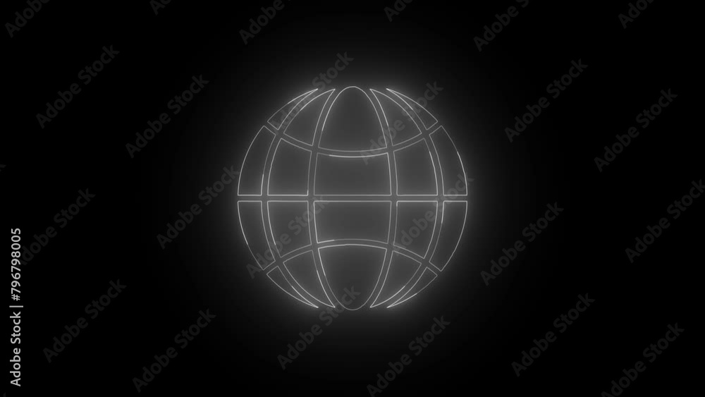 Aufkleber animated stellite linear icon. rotating around globe. seamless loop 4k motion graphics animation