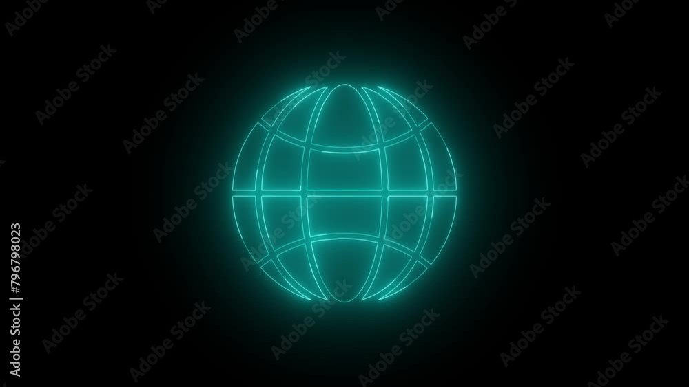 Aufkleber animated stellite linear icon. rotating around globe. seamless loop 4k motion graphics animation