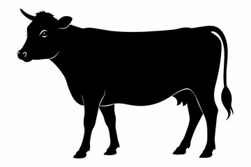 black cow silhouette vector illustration on white background