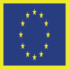European Union flag. Circle of yellow stars over blue background. EU symbol, vector flag. Stars circle arrangement - Europe countries union sign.

