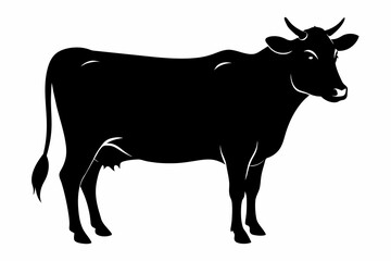 black cow silhouette vector illustration on white background