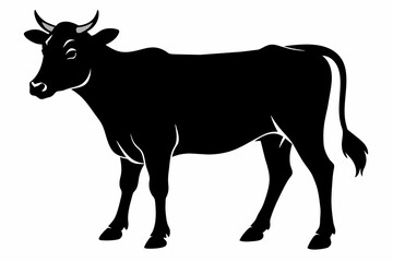 black cow silhouette vector illustration on white background