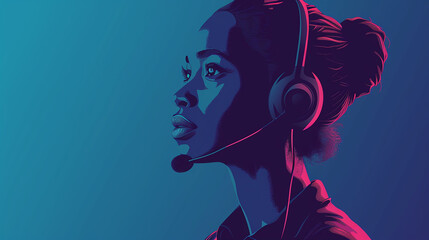 African american youngn woman working in an emegency call center 