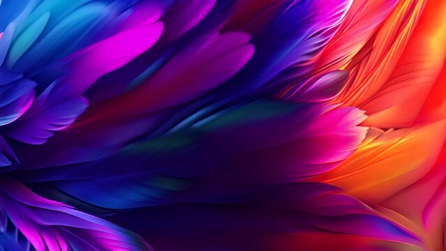 Feathers spread like flowers. colorful, blue,generative  ai