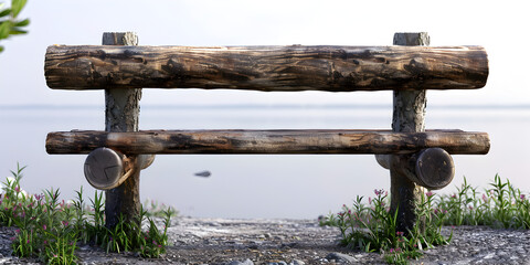 Wooden Bench Made Trunk .Wooden Park Bench In Nature 
